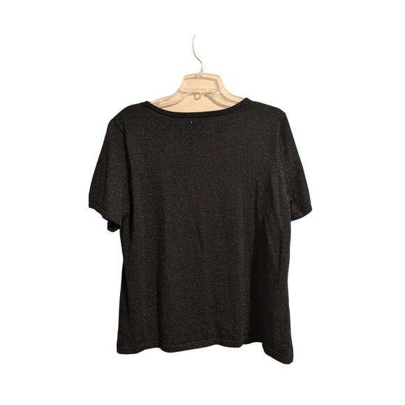 NWT Jaclyn Smith Black Sparkle Top Beaded Neckline XL Elegant Evening Blouse - Picture 4 of 4